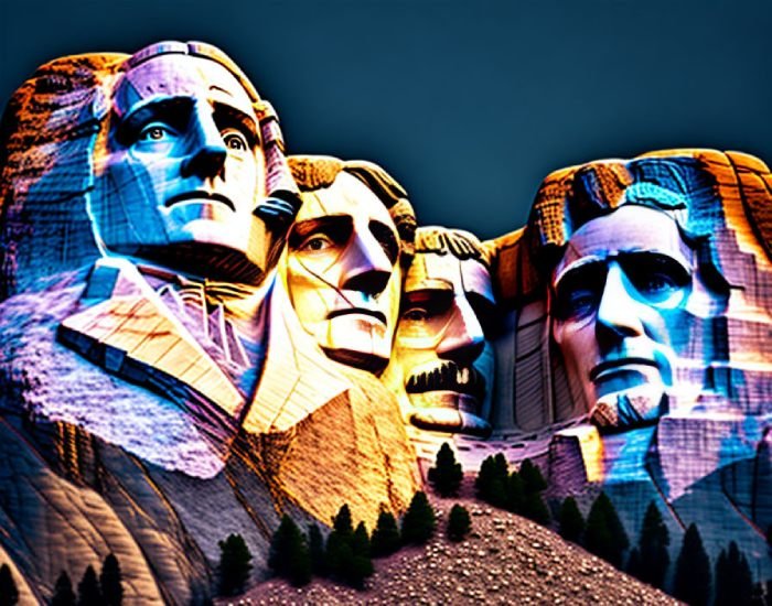 Гора Рашмор, США. Created using a neural network