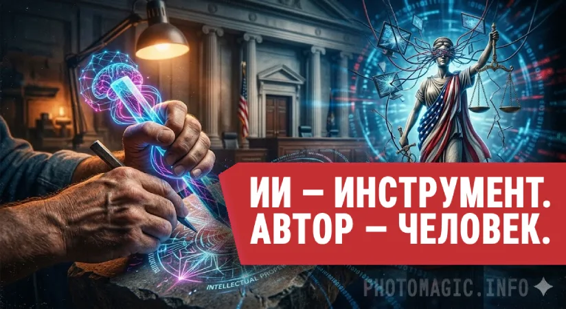 Авторское право на ИИ: ИИ — ИНСТРУМЕНТ. АВТОР — ЧЕЛОВЕК.